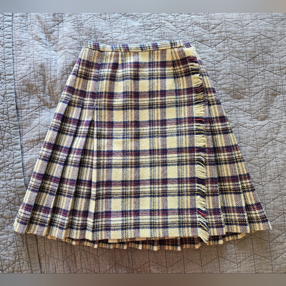 The Villager Vintage 100% Wool Pleated Wrap Skirt
